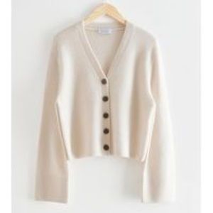 And & other stories cardigan beige with brown buttons boxy wool knit